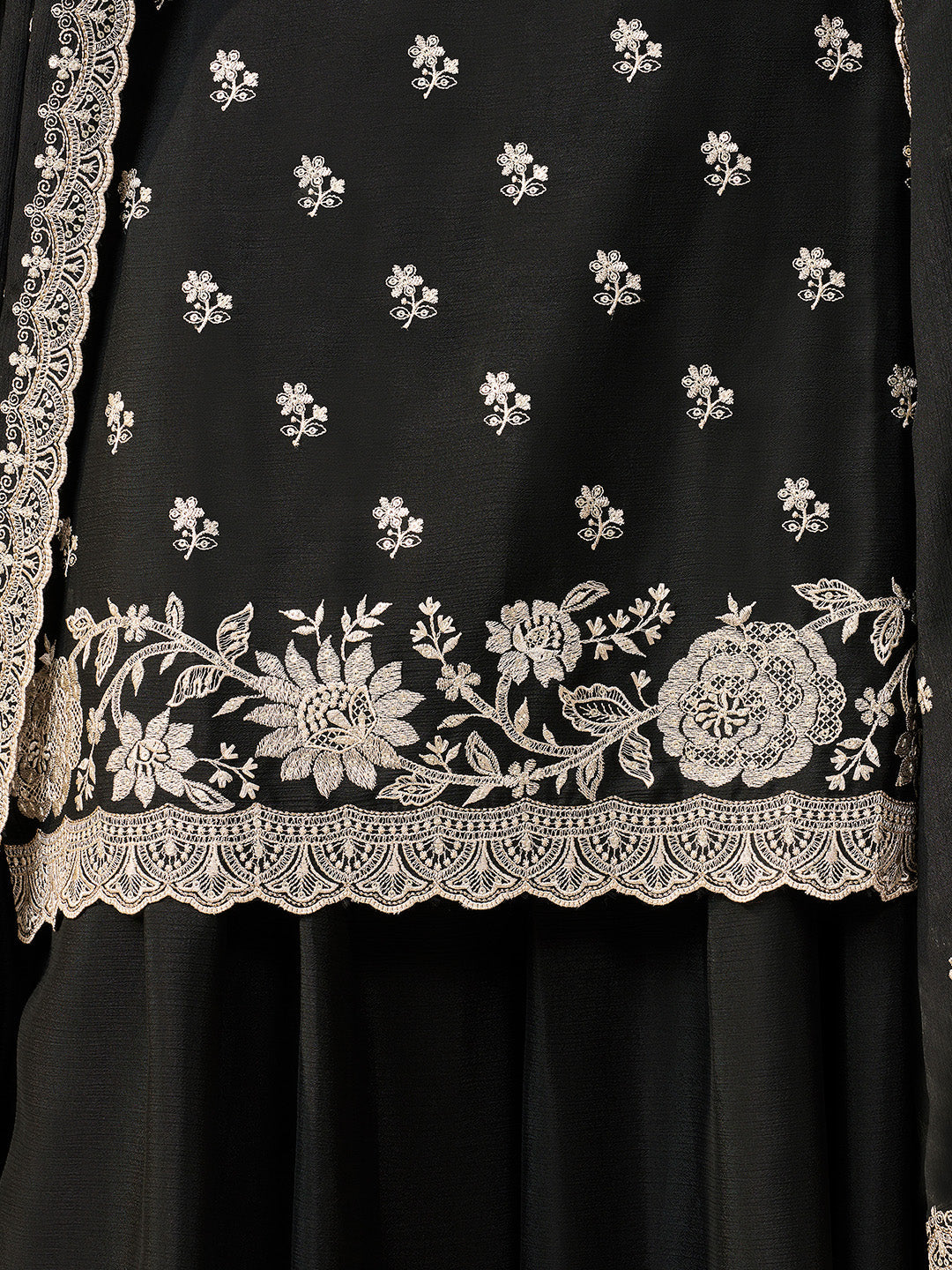Elegant festive wear black sharara suit with dupatta
