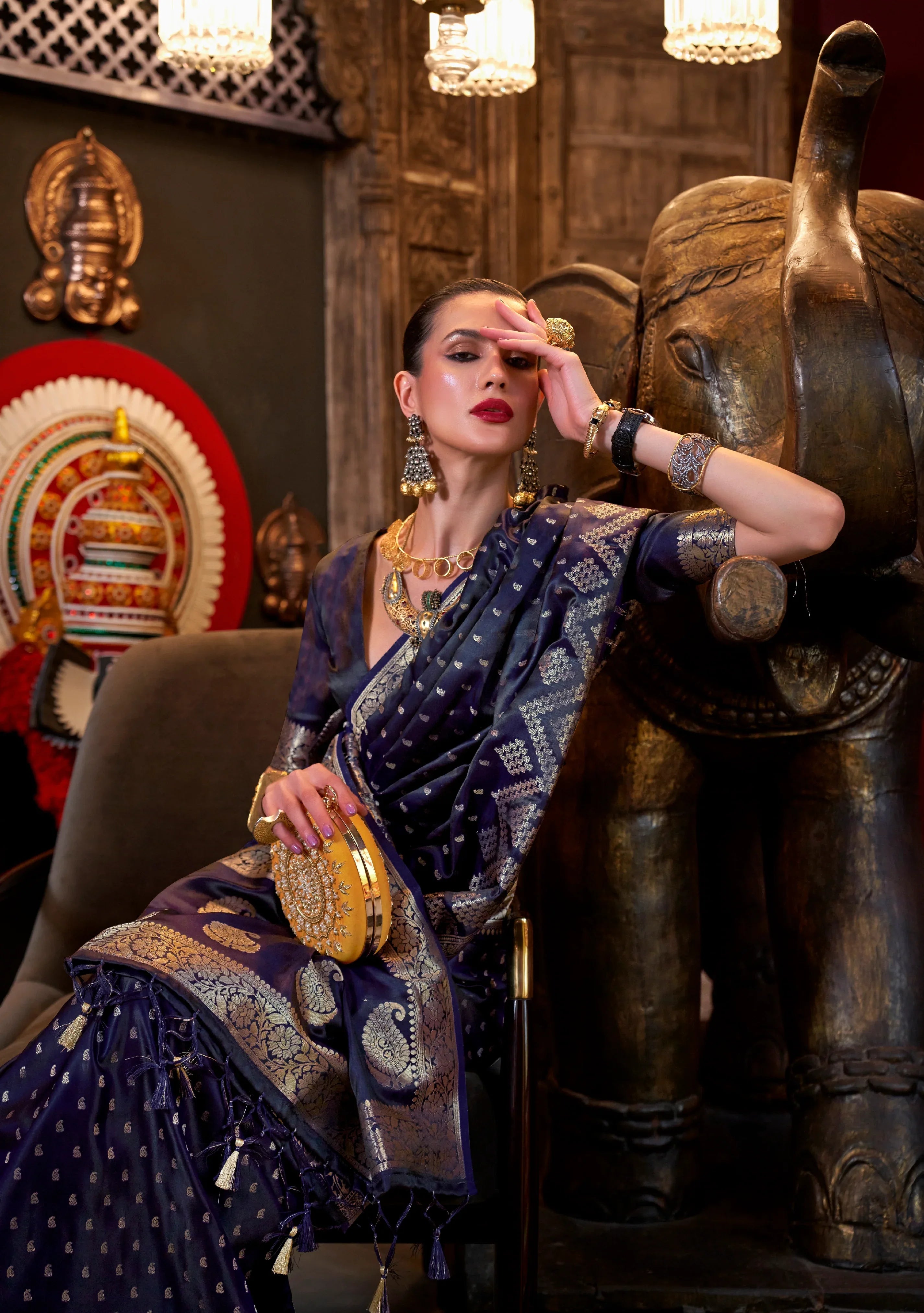Beautiful Designer Wedding Wear Pure Satin Saree