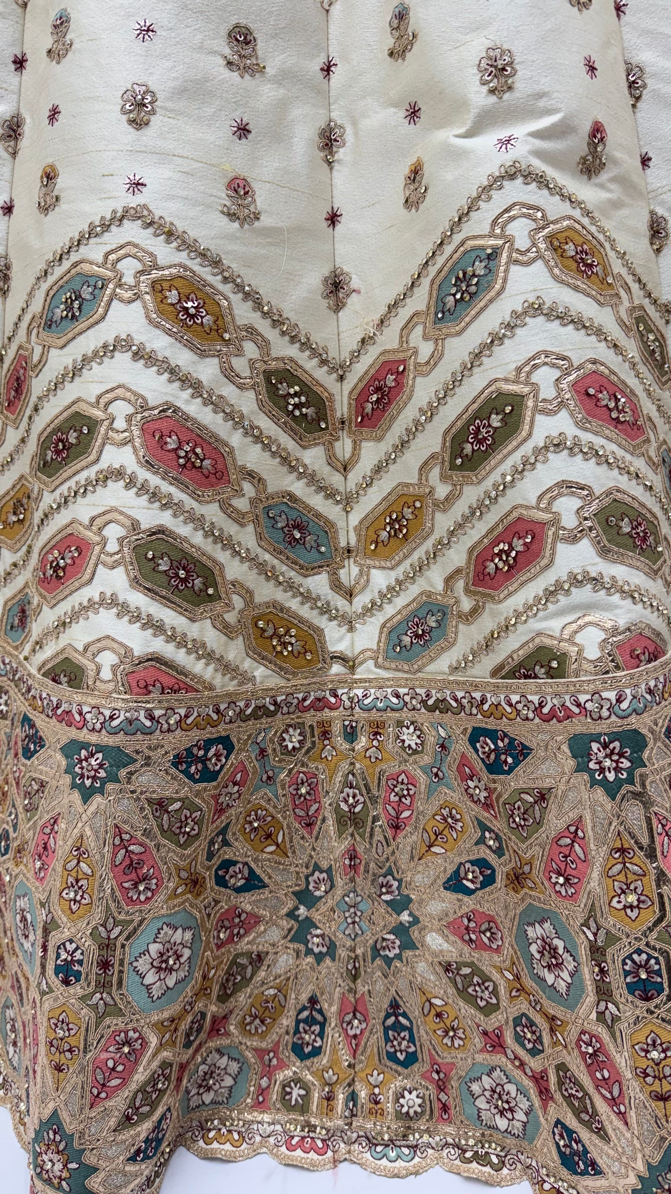 White Pure Slubb Silk Premium Dori Embroidery Sequins & Diamond Work Bridal Lehenga Choli