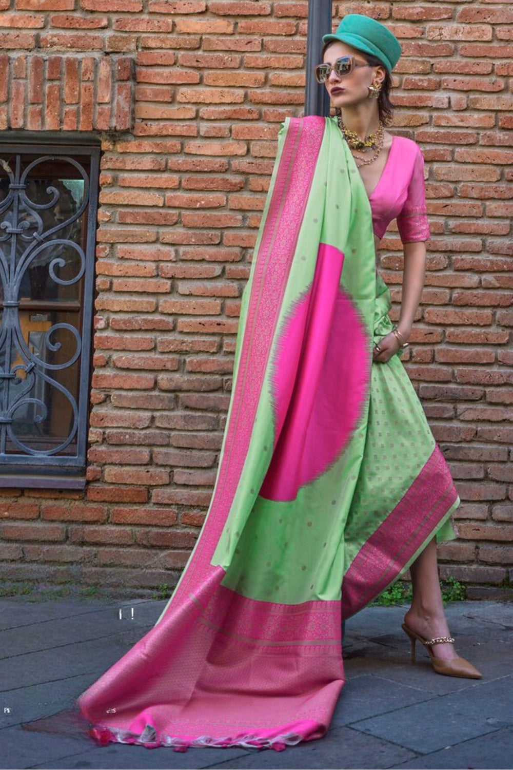 Pista Green Pure Soft Banarasi Handloom Banarasi Saree