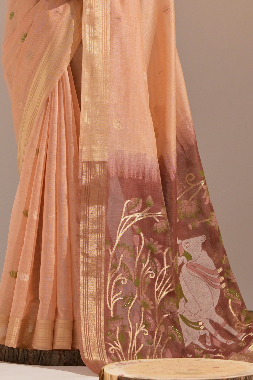 Plum Peach Soft Muga Cotton Saree Munga Cotton Saree Anant Tex Exports Pvt.Ltd..
