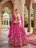 Rani Pink Heritage Bridal Lehenga with Zari and Resham Embroidery
