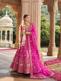 Designer Bridal Lehenga Choli in Rani Pink with Silk Blouse