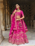 Designer Pink Bridal Lehenga Choli with Zari Embroidery