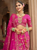 Pink Bridal Lehenga Choli with Golden Zari & Net Dupatta