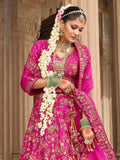 Designer Wedding Lehenga in Pink Silk with Net Dupatta