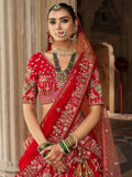 Designer Bridal Lehenga in Red with Net Dupatta & Heavy Work