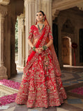 Traditional Red Bridal Lehenga with Intricate Khatli Embroidery Work