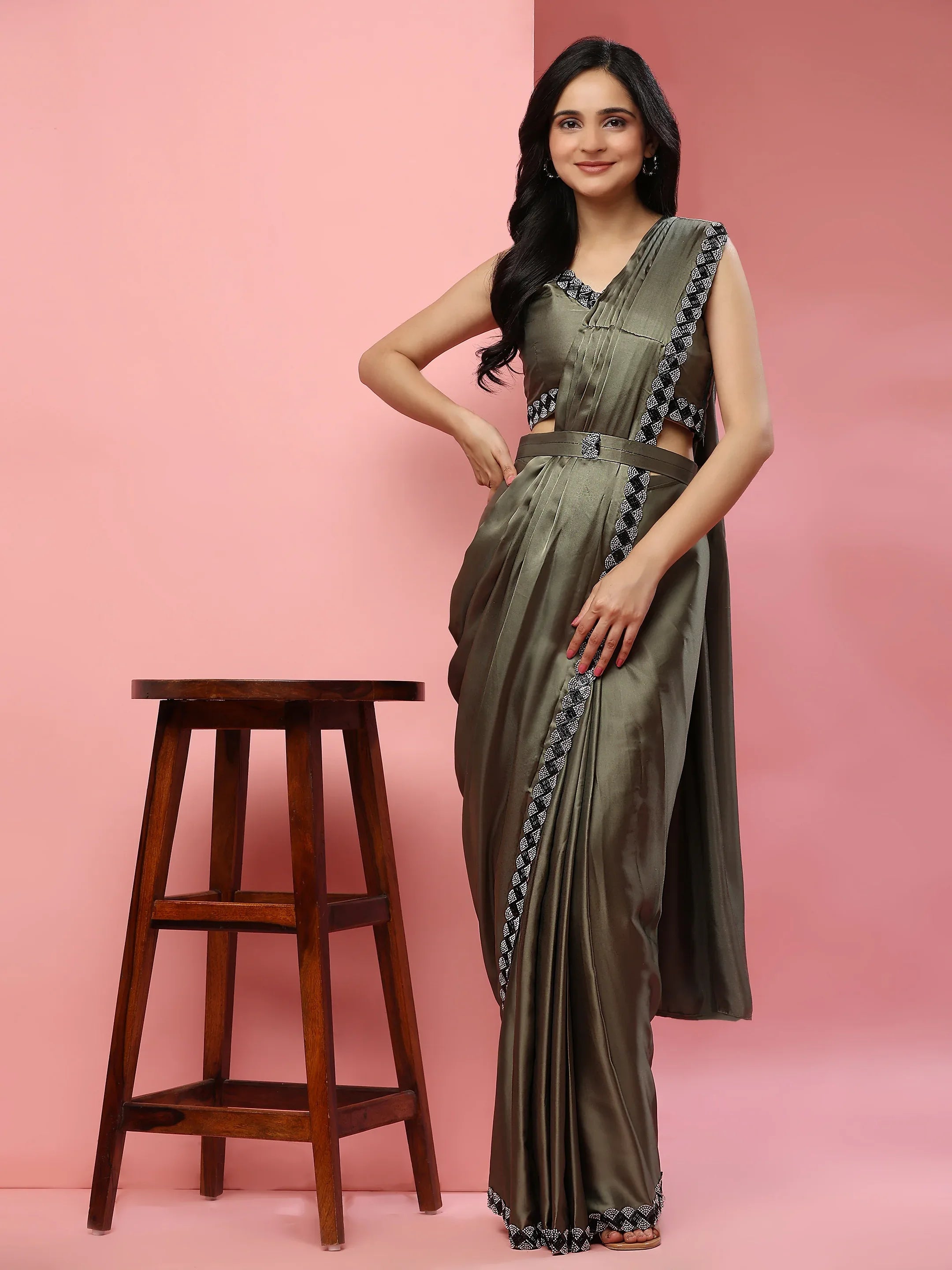 Beautiful Designer Party Wear Ready To Wear One Minute Saree