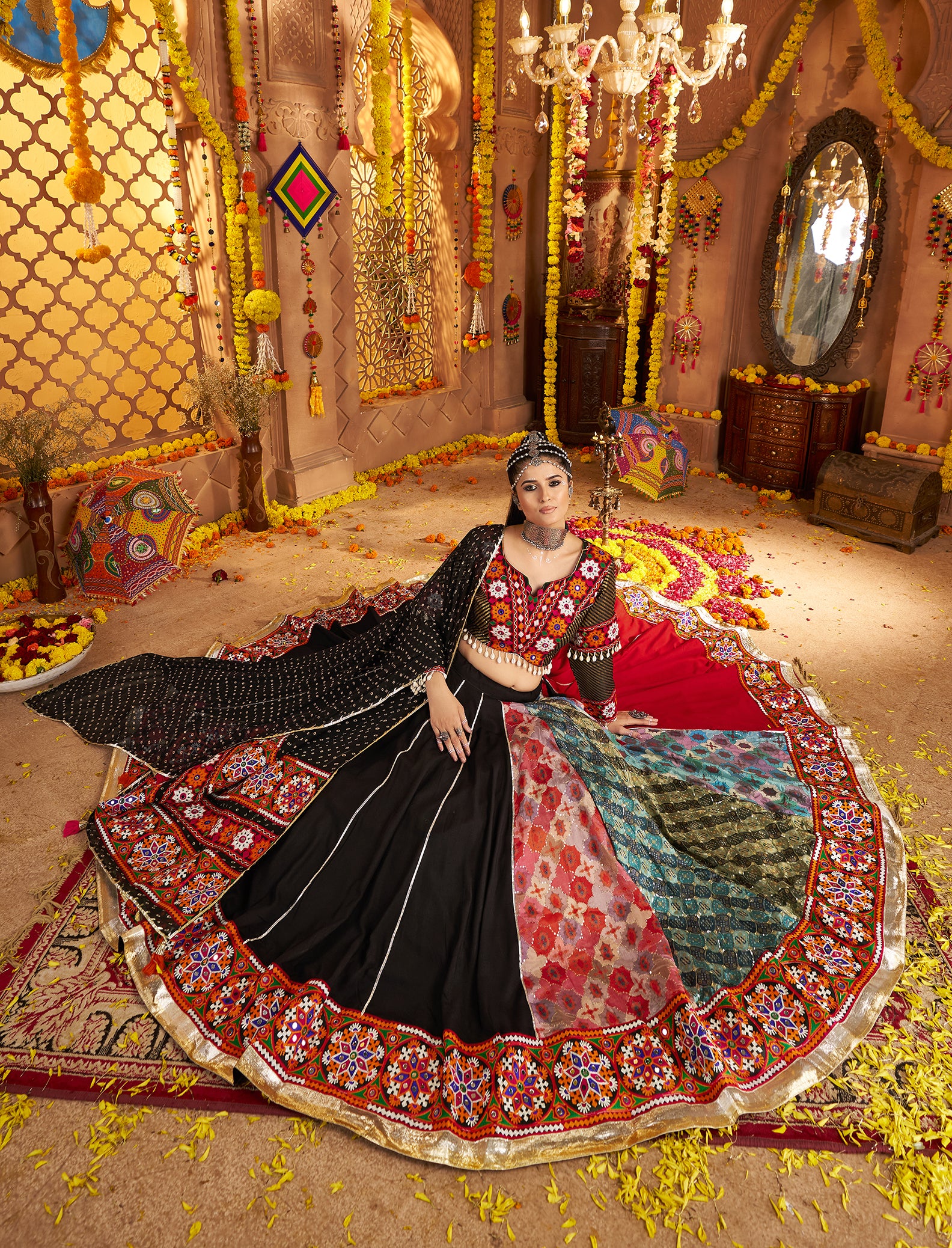 Latest black chaniya choli for cultural and religious celebrations