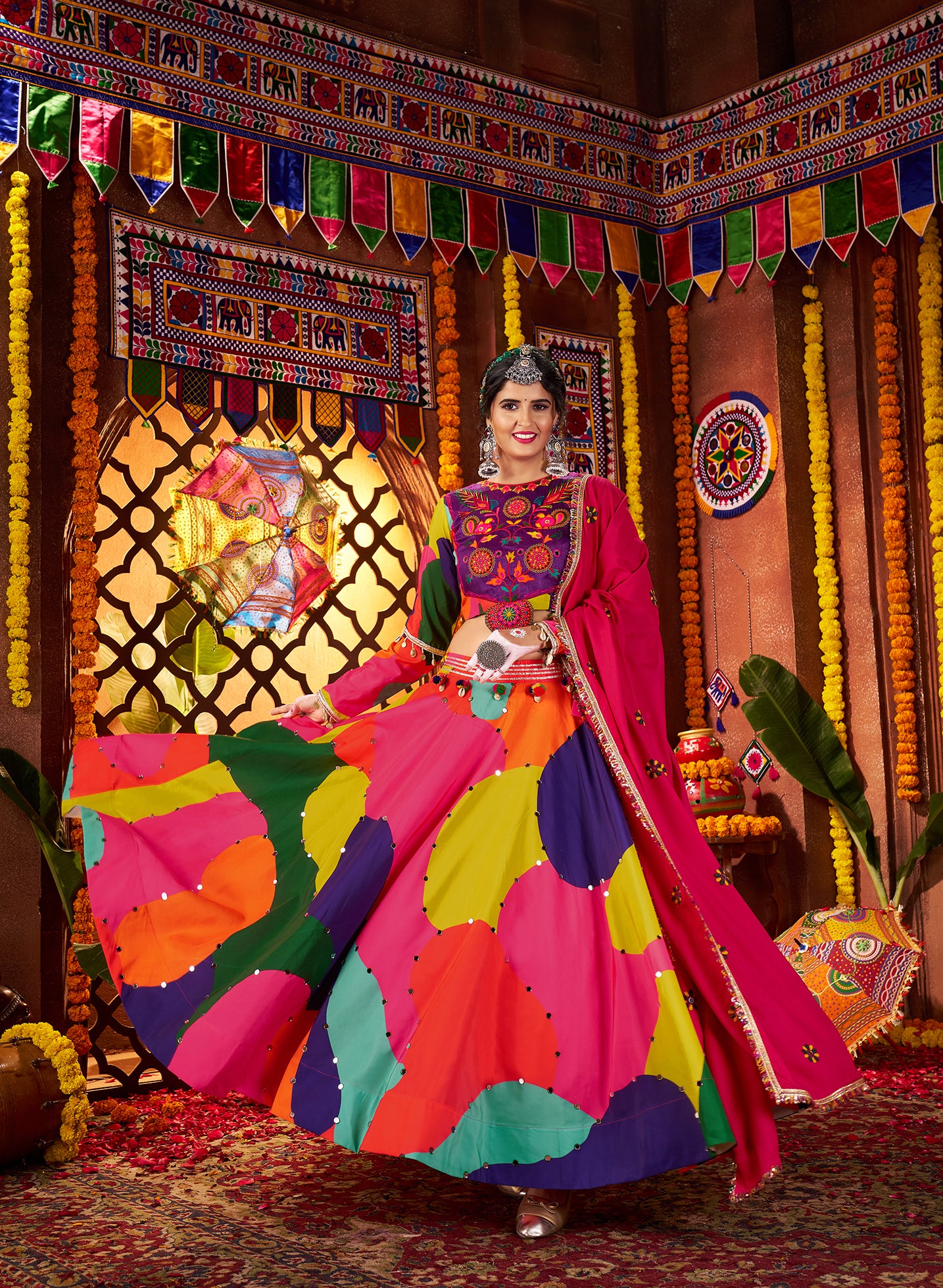Vibrant Navratri Chaniya Choli in Pure Cotton Fabric