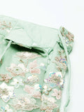 Lime Green Net Floral Sequins with Heavy Zarkan Embroidery Lehenga Choli & Dupatta