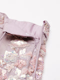 Mauve Net Floral Sequins Lehenga Choli with Heavy Zarkan Embroidery and Dupatta
