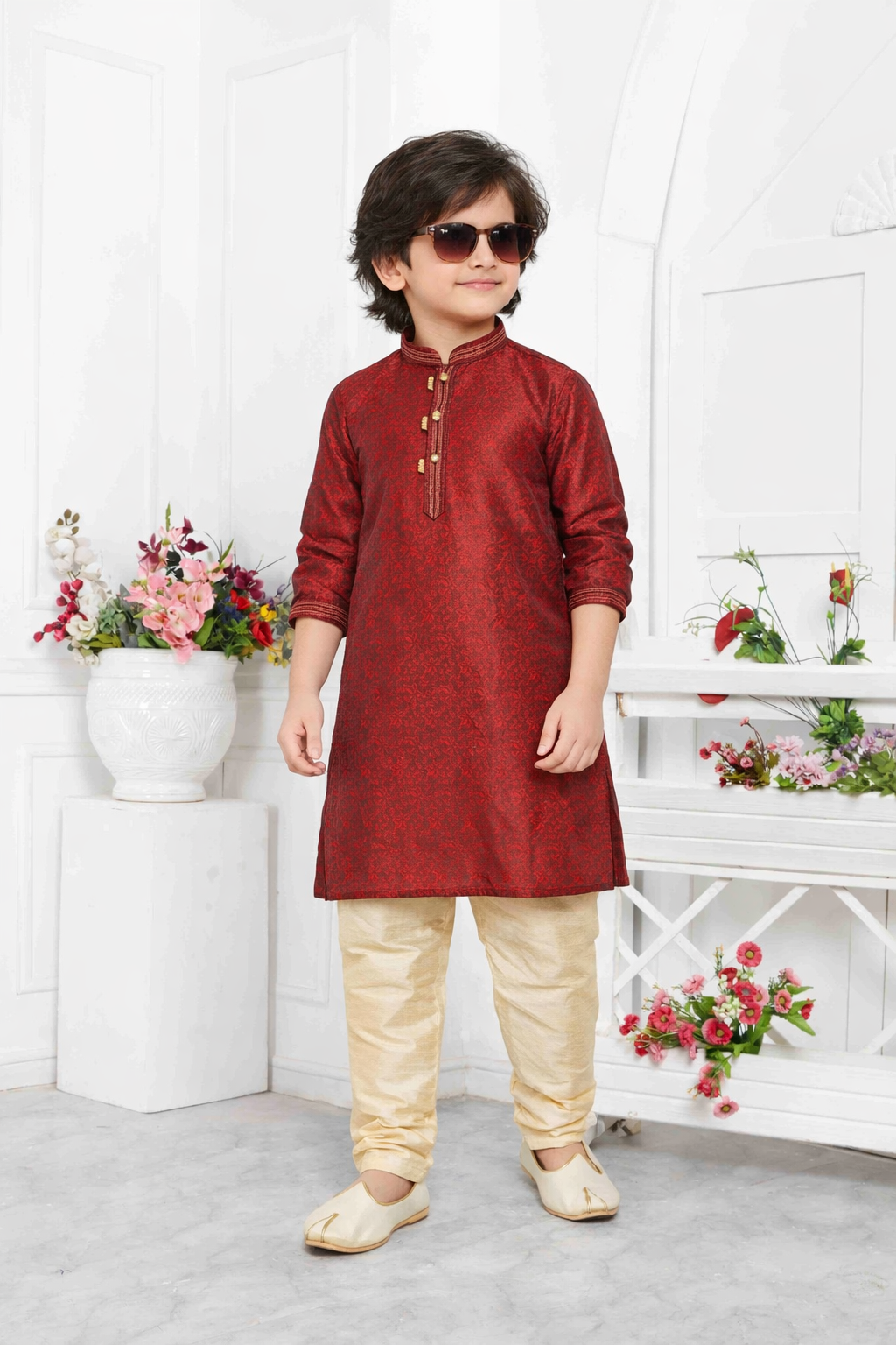 Red Boys Kurta Pajama Set