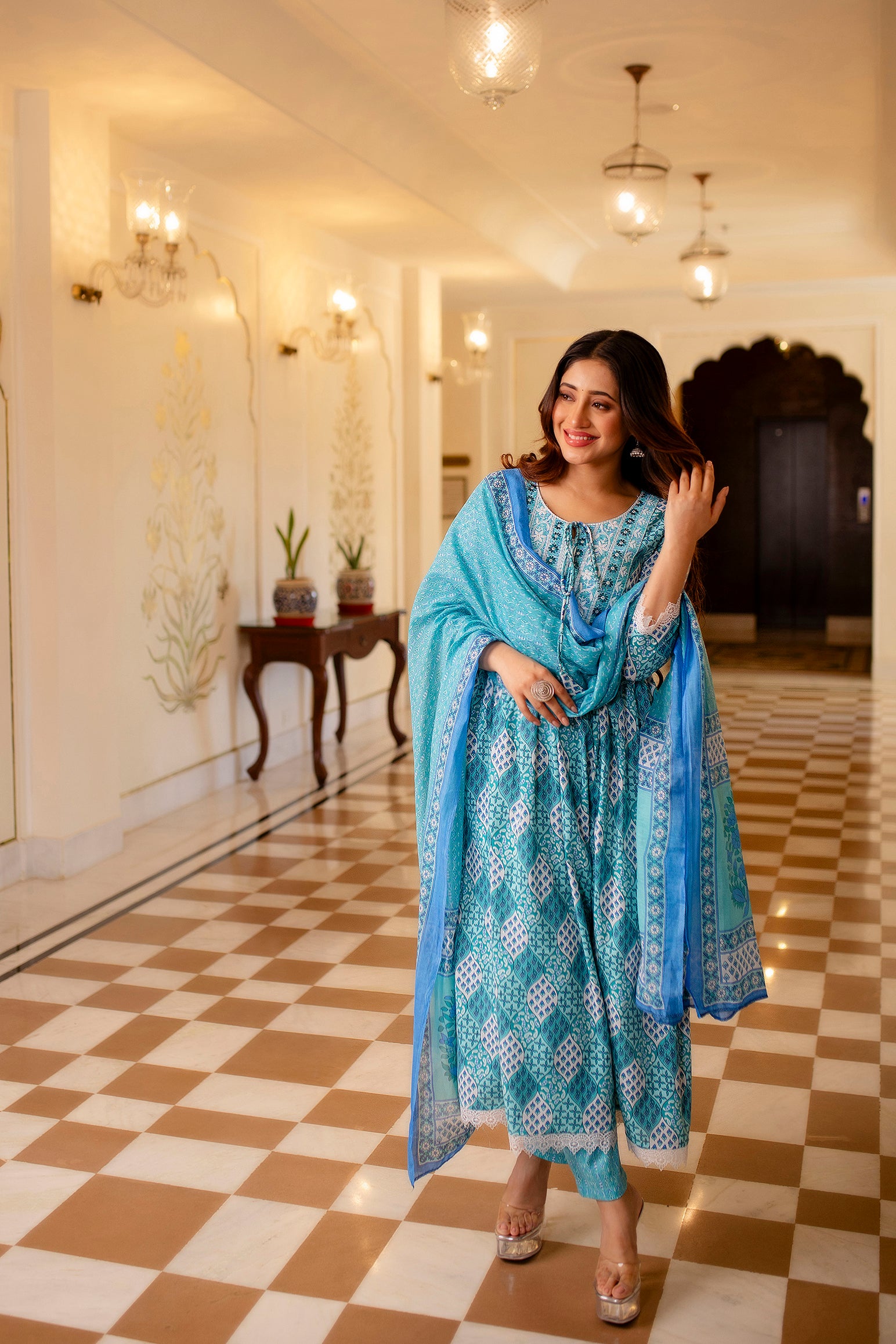 Elegant Blue Viscose Blend Embroidered Kurti for Festive Occasions