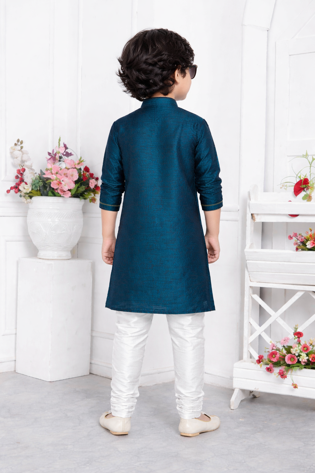 Teal Blue Boys Kurta Pajama Set