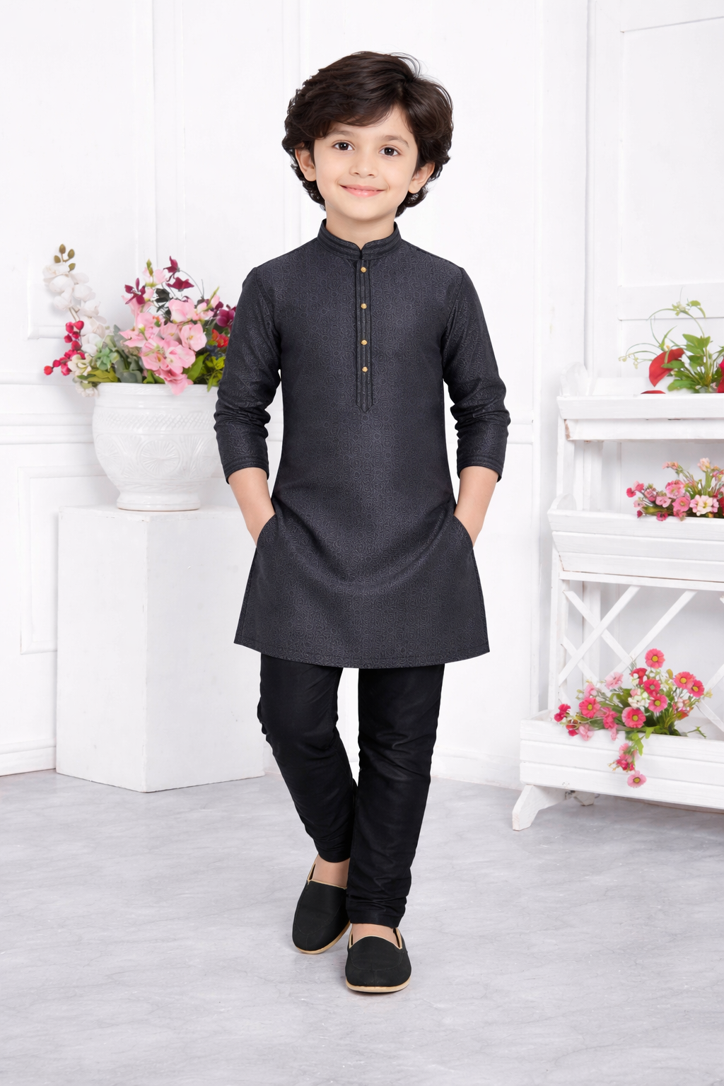 Black Boys Kurta Pajama Set