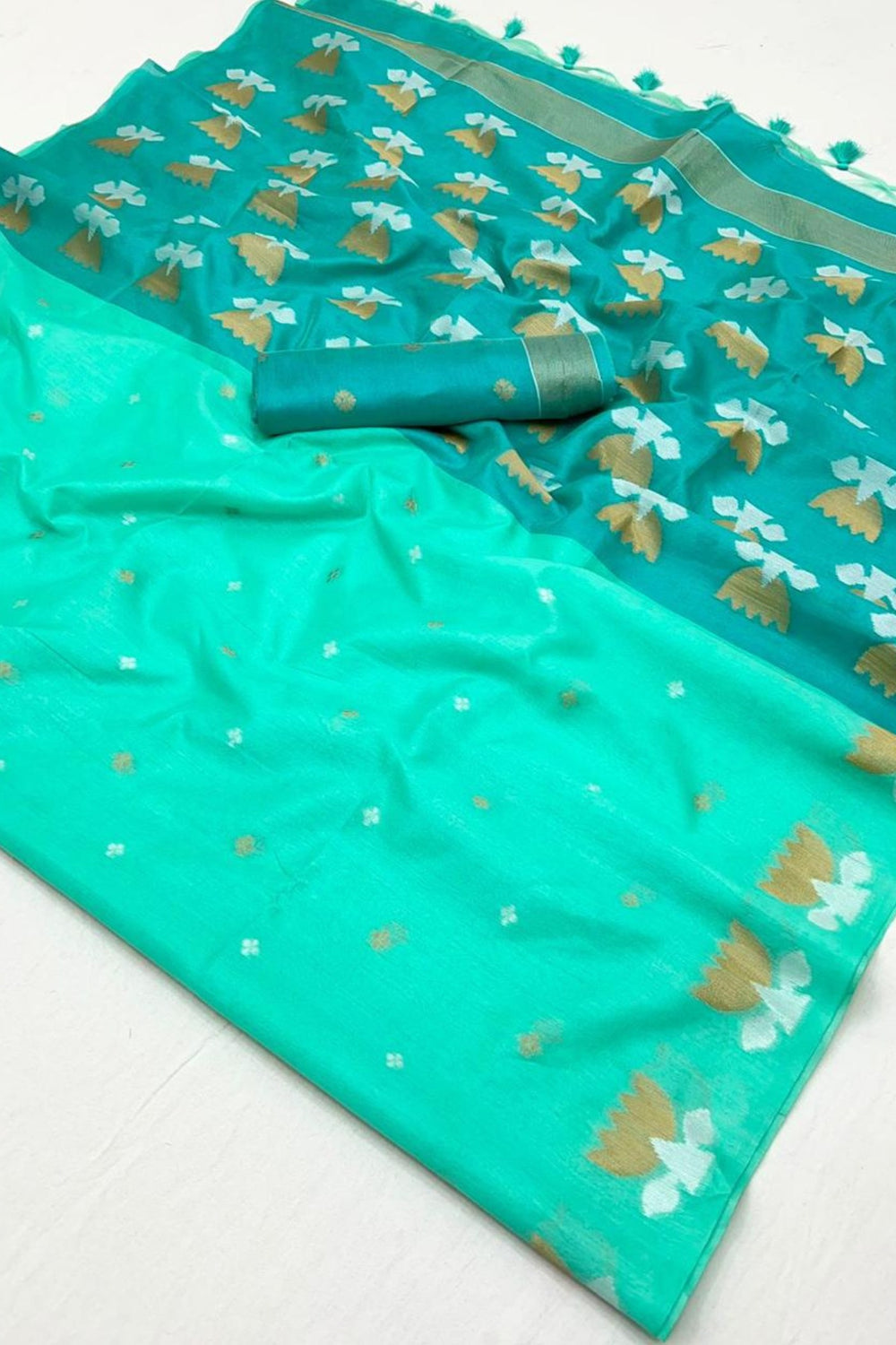 Green Tussar Handloom Silk Saree