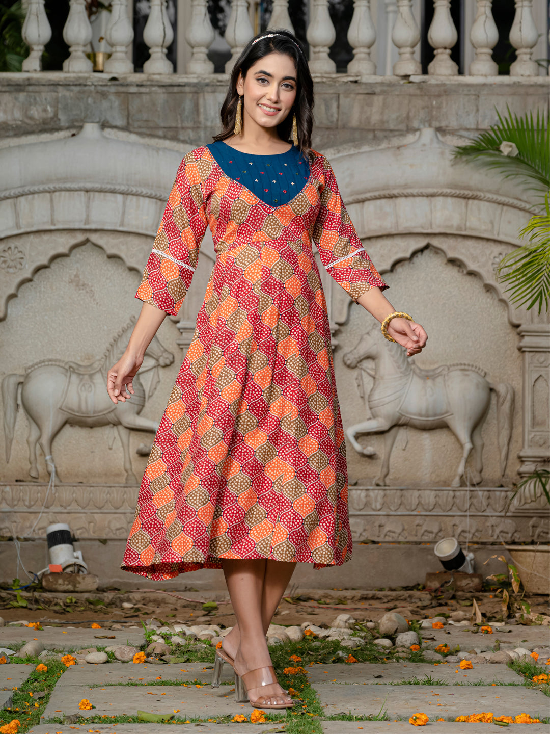 Multi Pure Soft Rayon Print With Embroidery Work Kurti