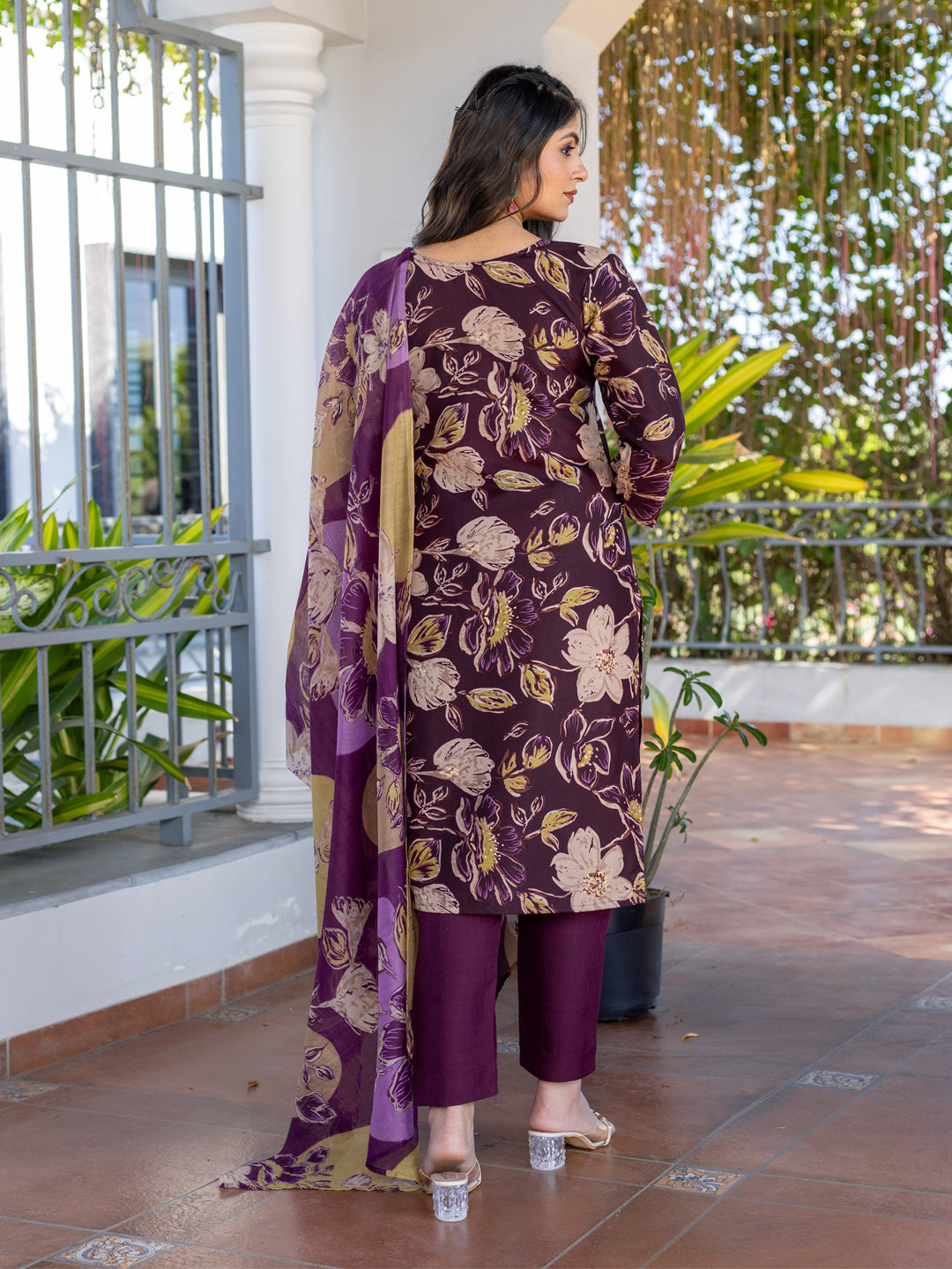Purple Pure Soft Cotton Blend Print Salwar Suit