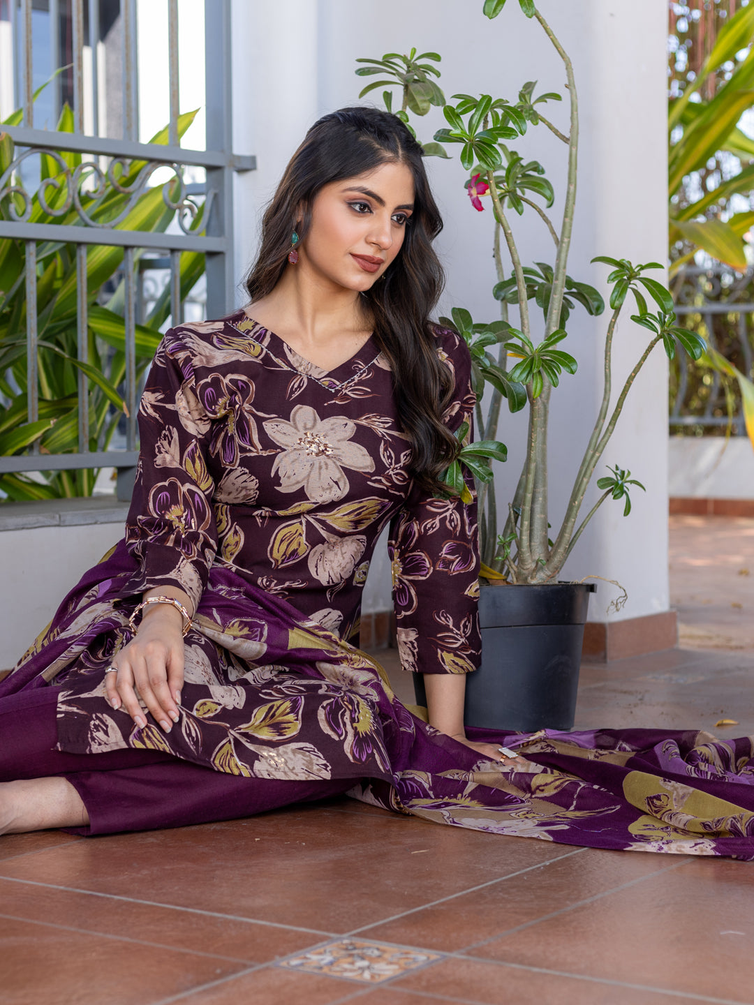 Purple Pure Soft Cotton Blend Print Salwar Suit
