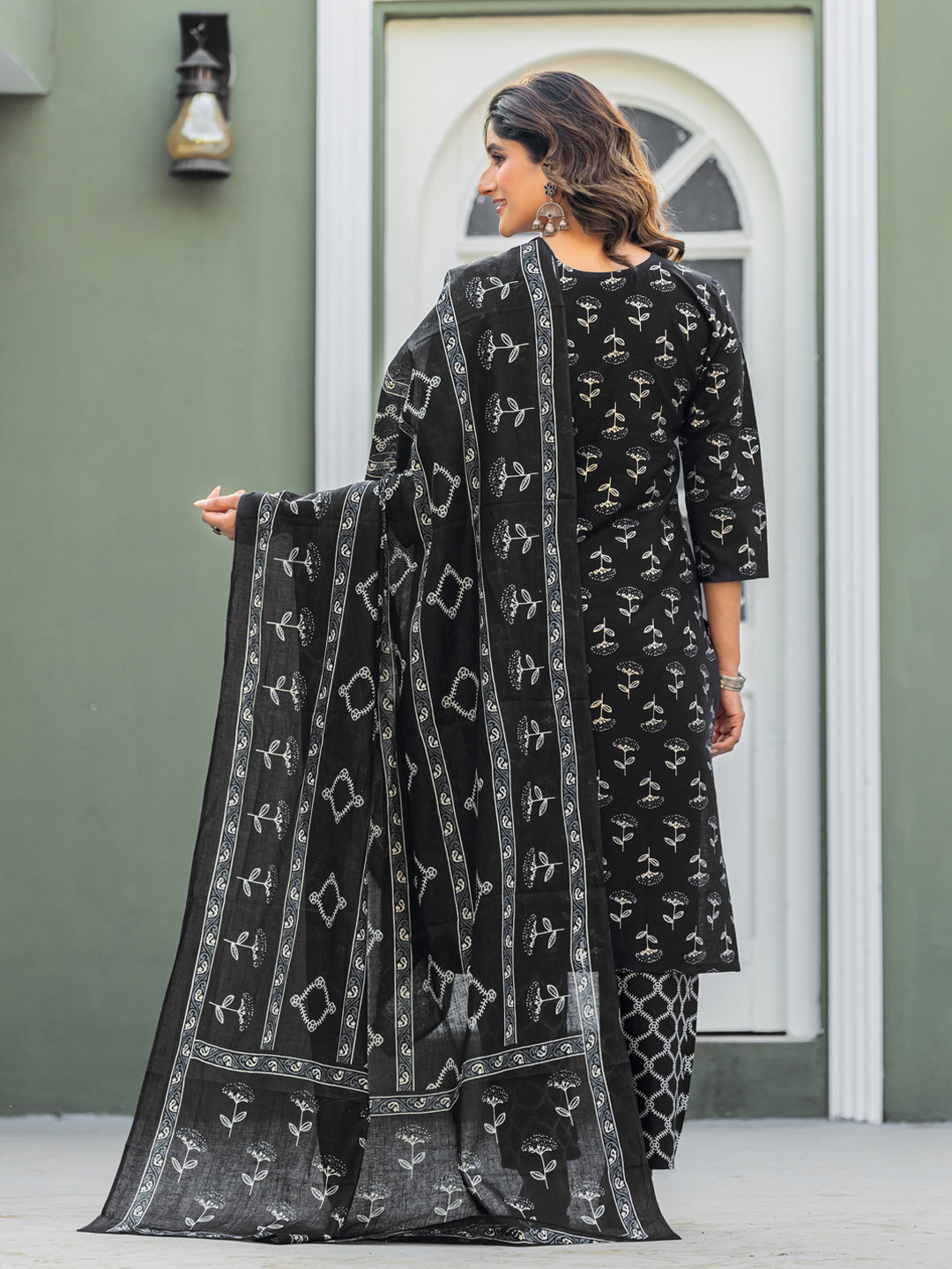 Black Pure Soft Cotton Blend Print Salwar Suit