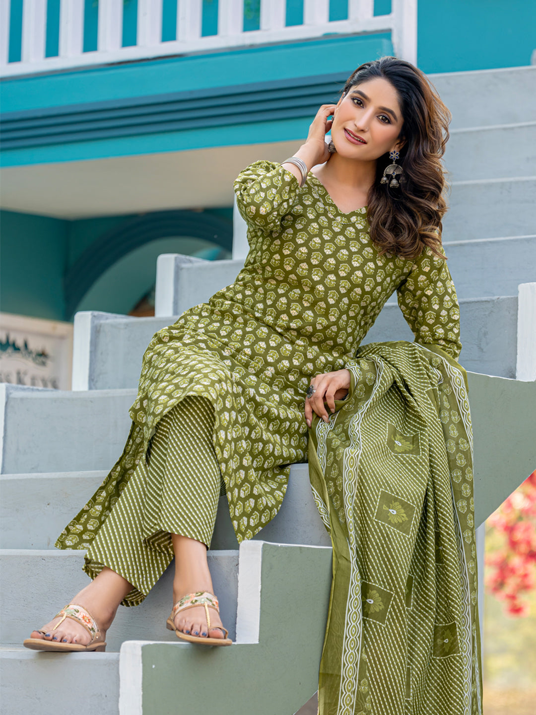 Mehndi Pure Soft Cotton Blend Print Salwar Suit