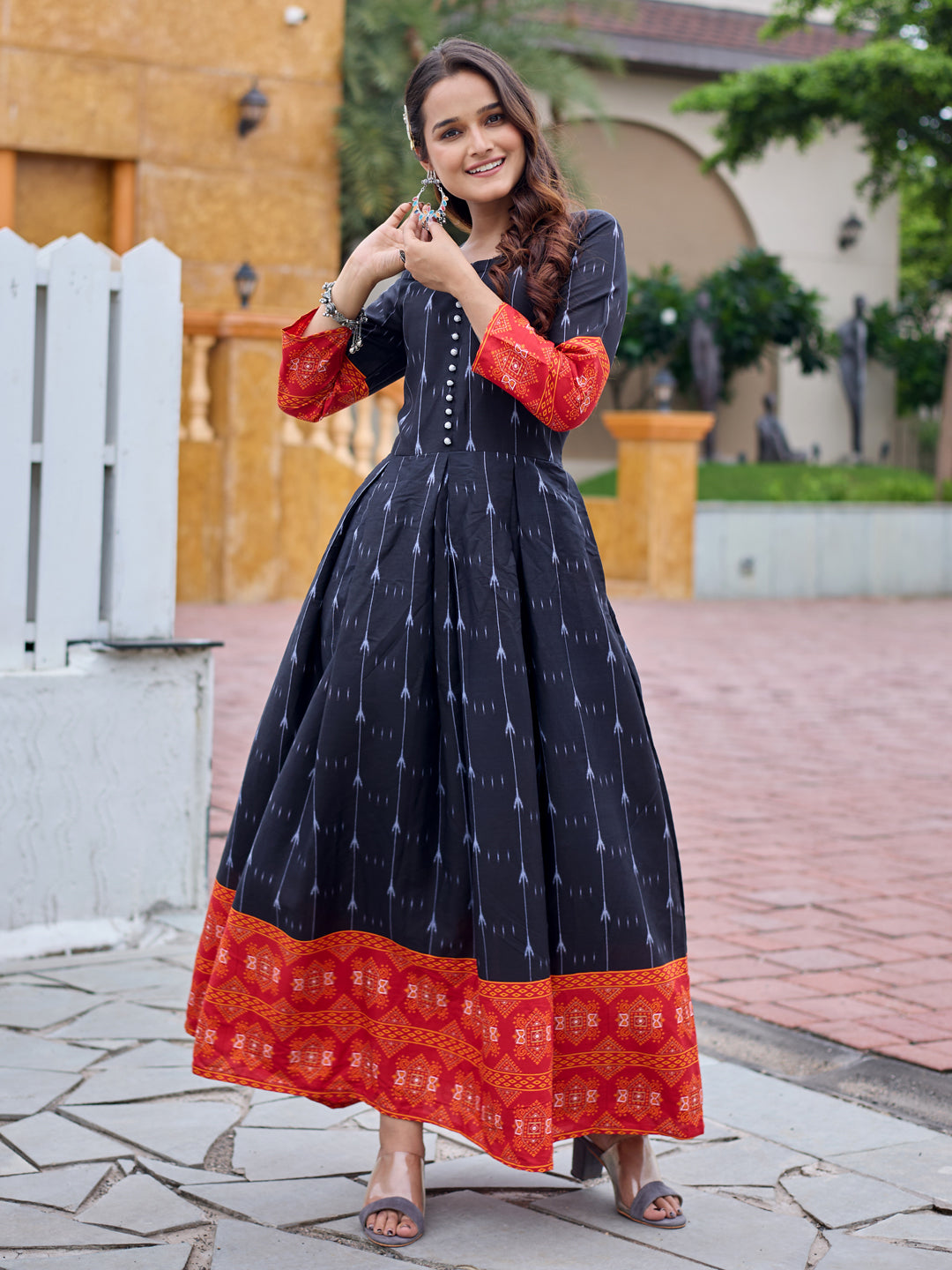 Black Pure Soft Rayon Print With Embroidery Work Kurti