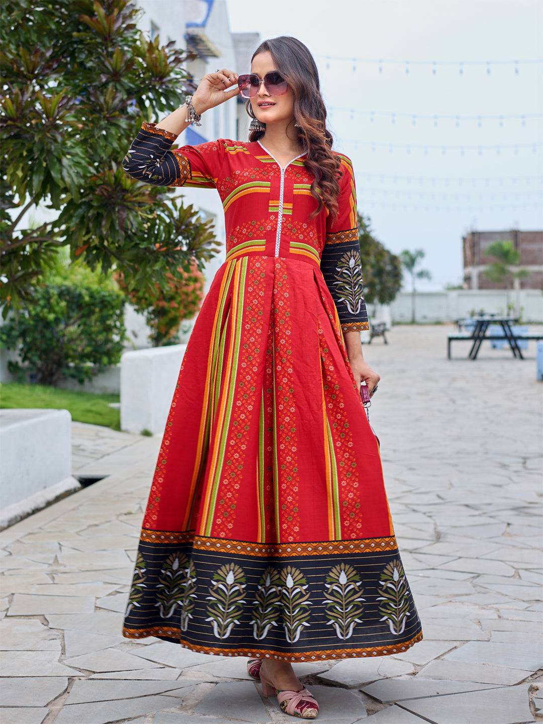 Maroon Pure Soft Rayon Print With Embroidery Work Kurti