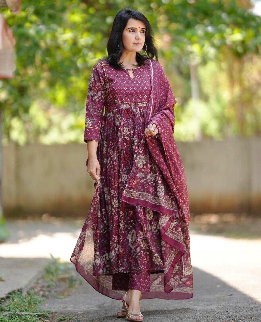 Maroon Pure Soft Reyon Cotton Blend Print Salwar Suit