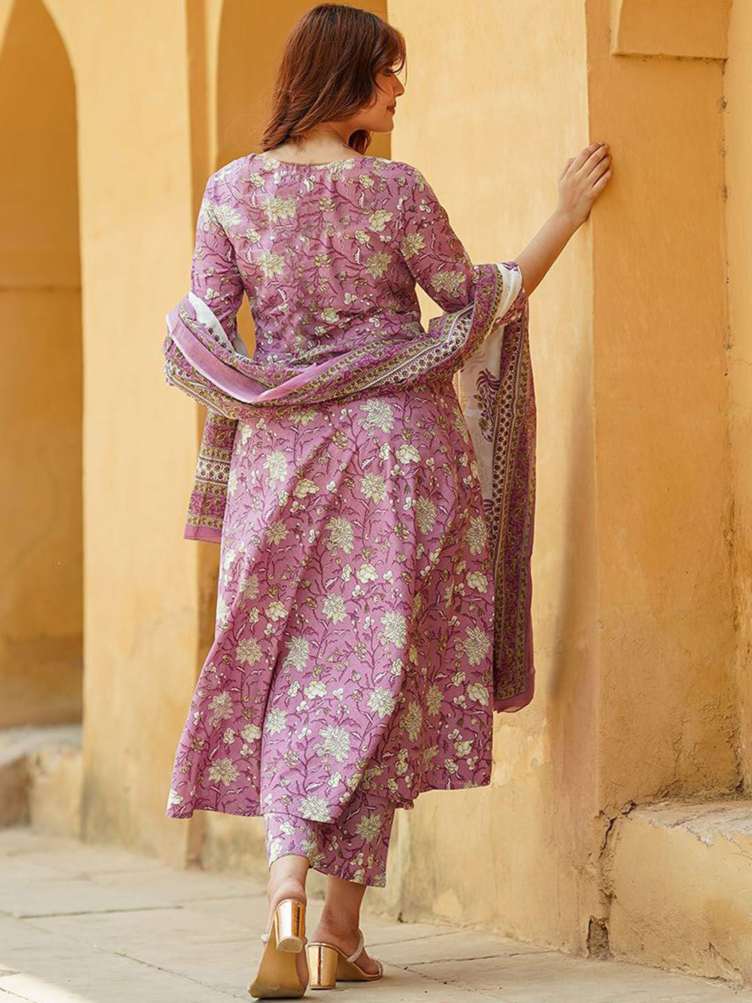 Lavender Pure Soft Reyon Cotton Blend Print Salwar Suit
