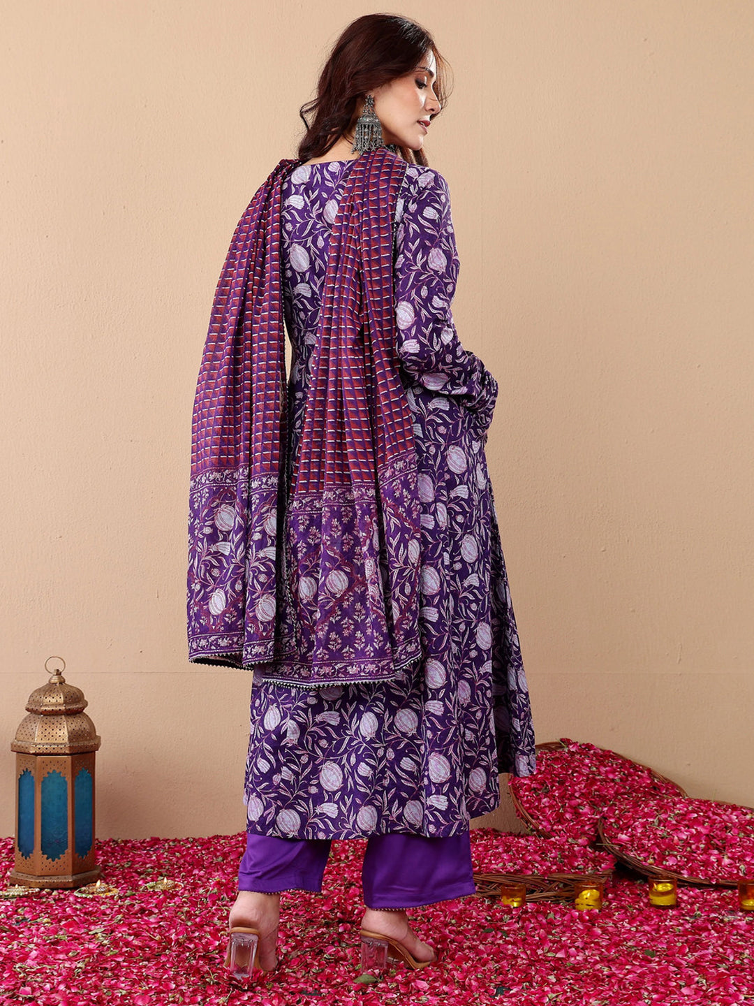 Purple Pure Soft Reyon Cotton Blend Print Salwar Suit