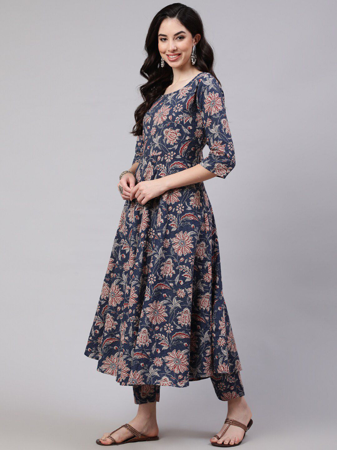 NavyBlue Pure Soft Reyon Cotton Blend Print Salwar Suit