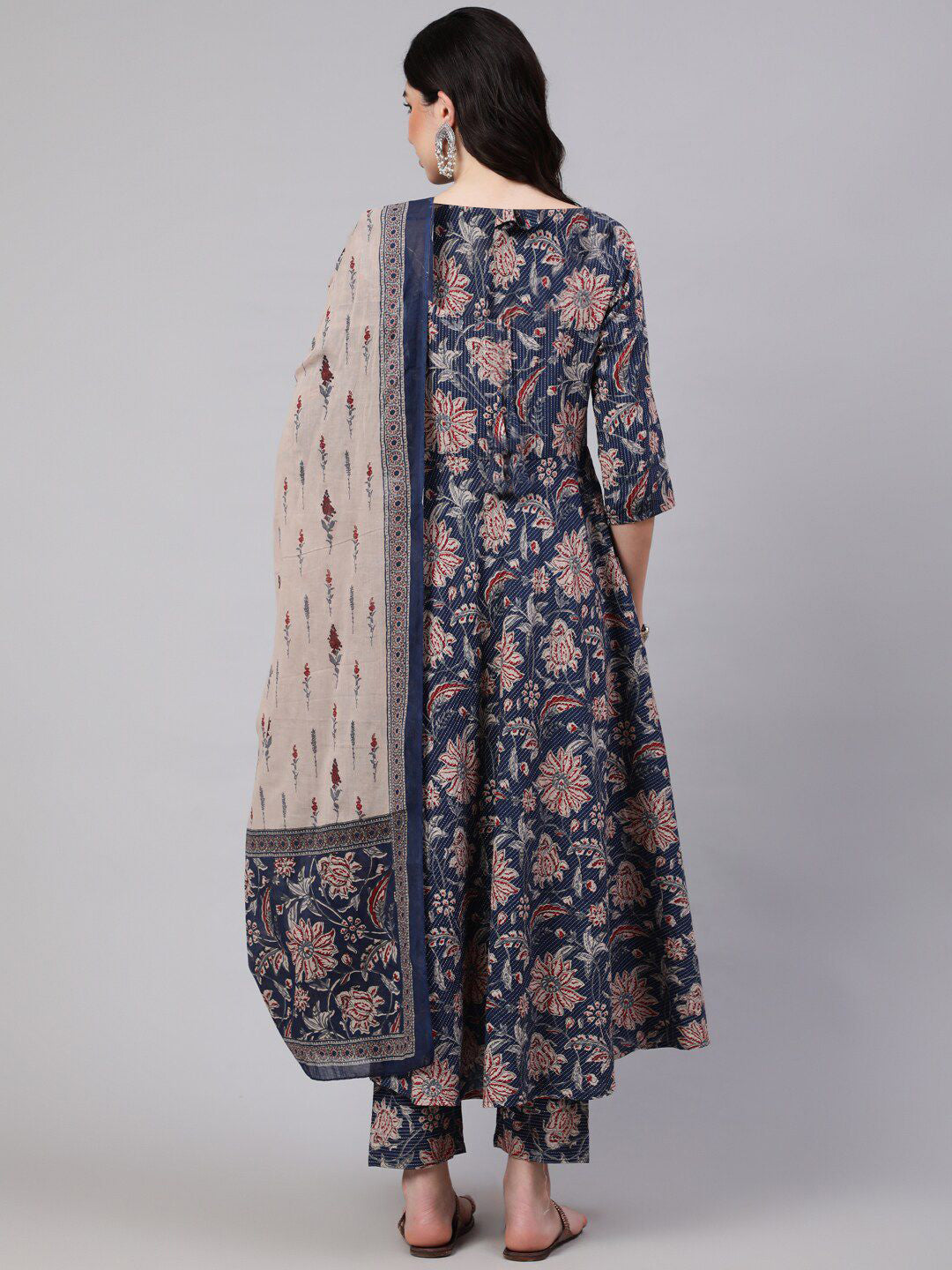 NavyBlue Pure Soft Reyon Cotton Blend Print Salwar Suit