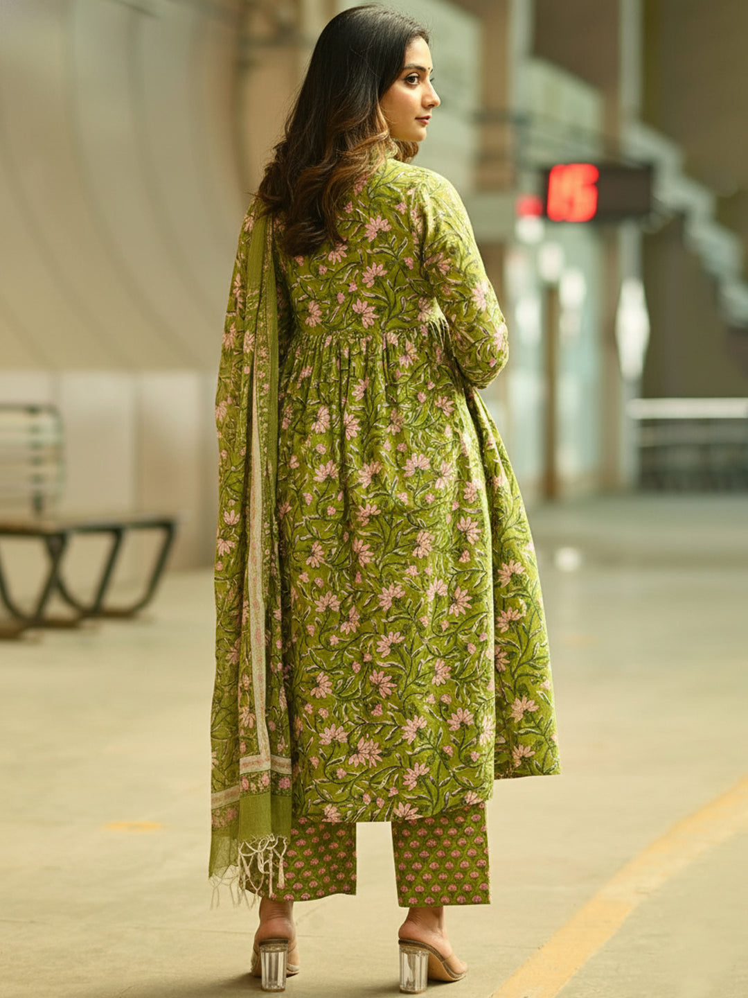 Parrot Pure Soft Reyon Cotton Blend Print Salwar Suit