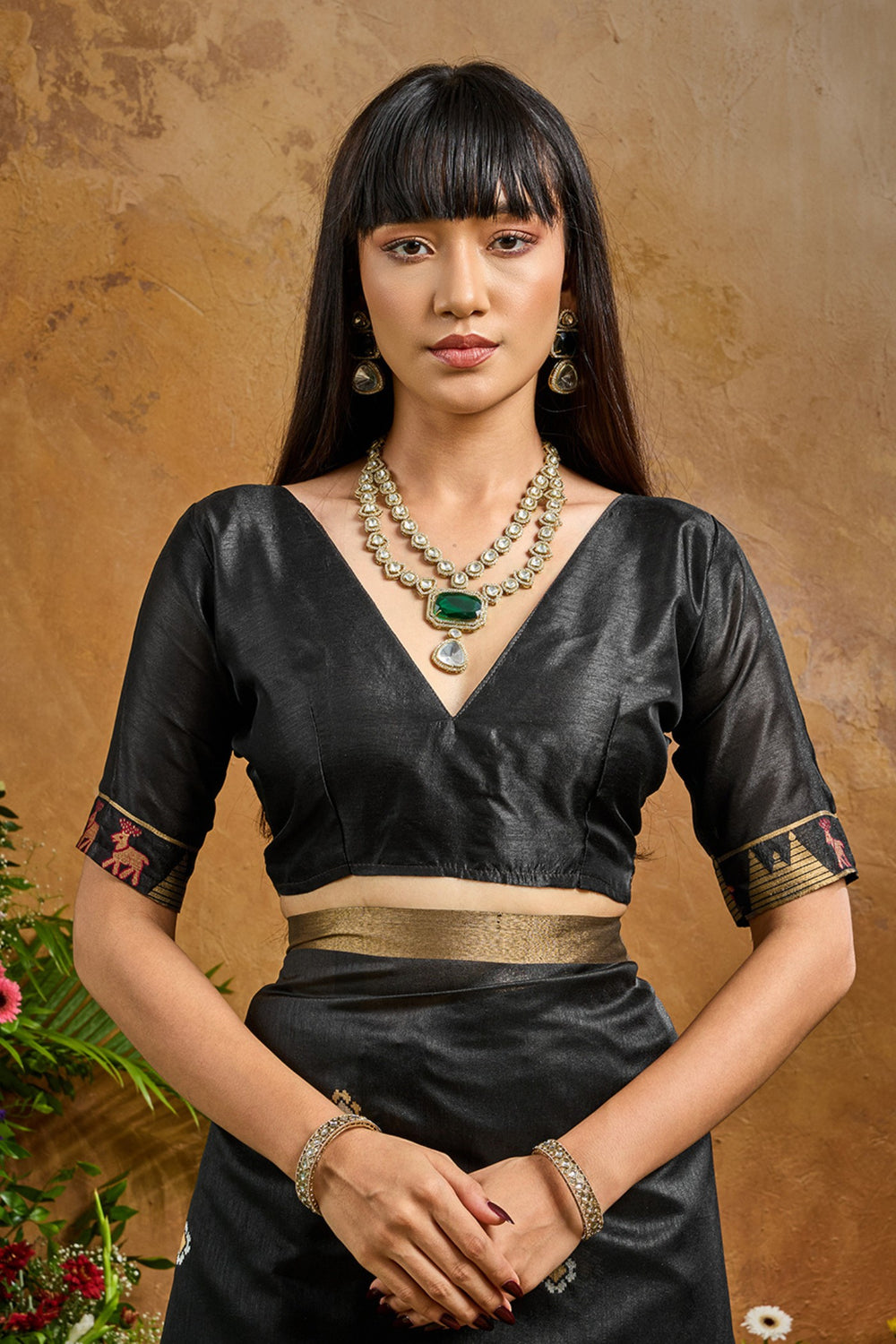 Black Pure Soft Tussar Handloom Silk Saree