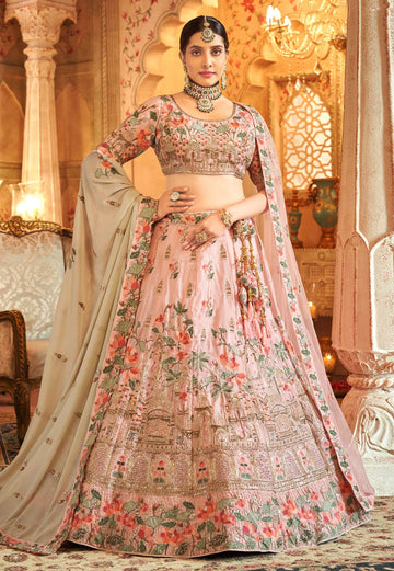Beautiful Designer Bridal Velvet Pink Wedding Lehenga