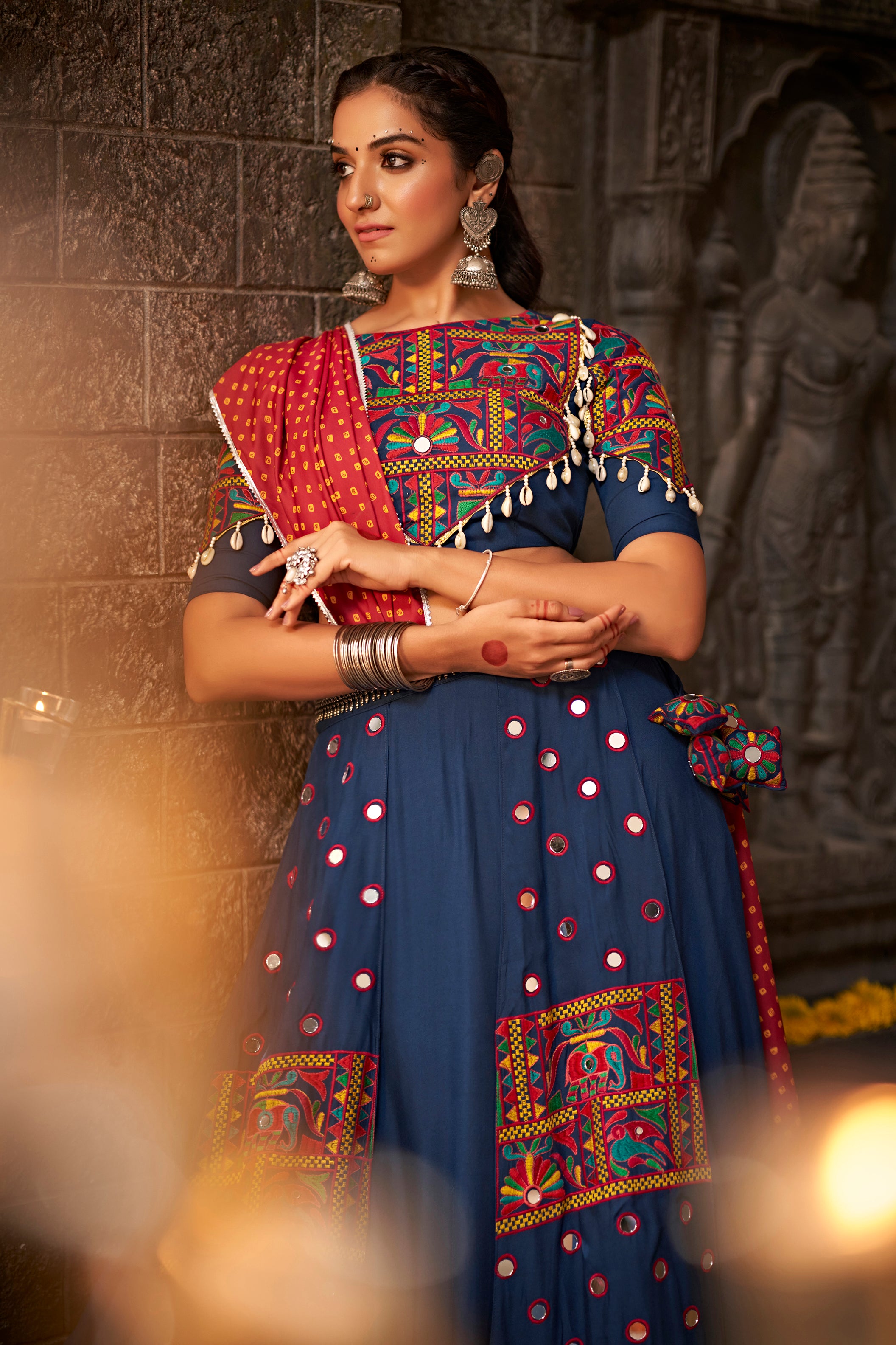 Multicolor embroidered chaniya choli set