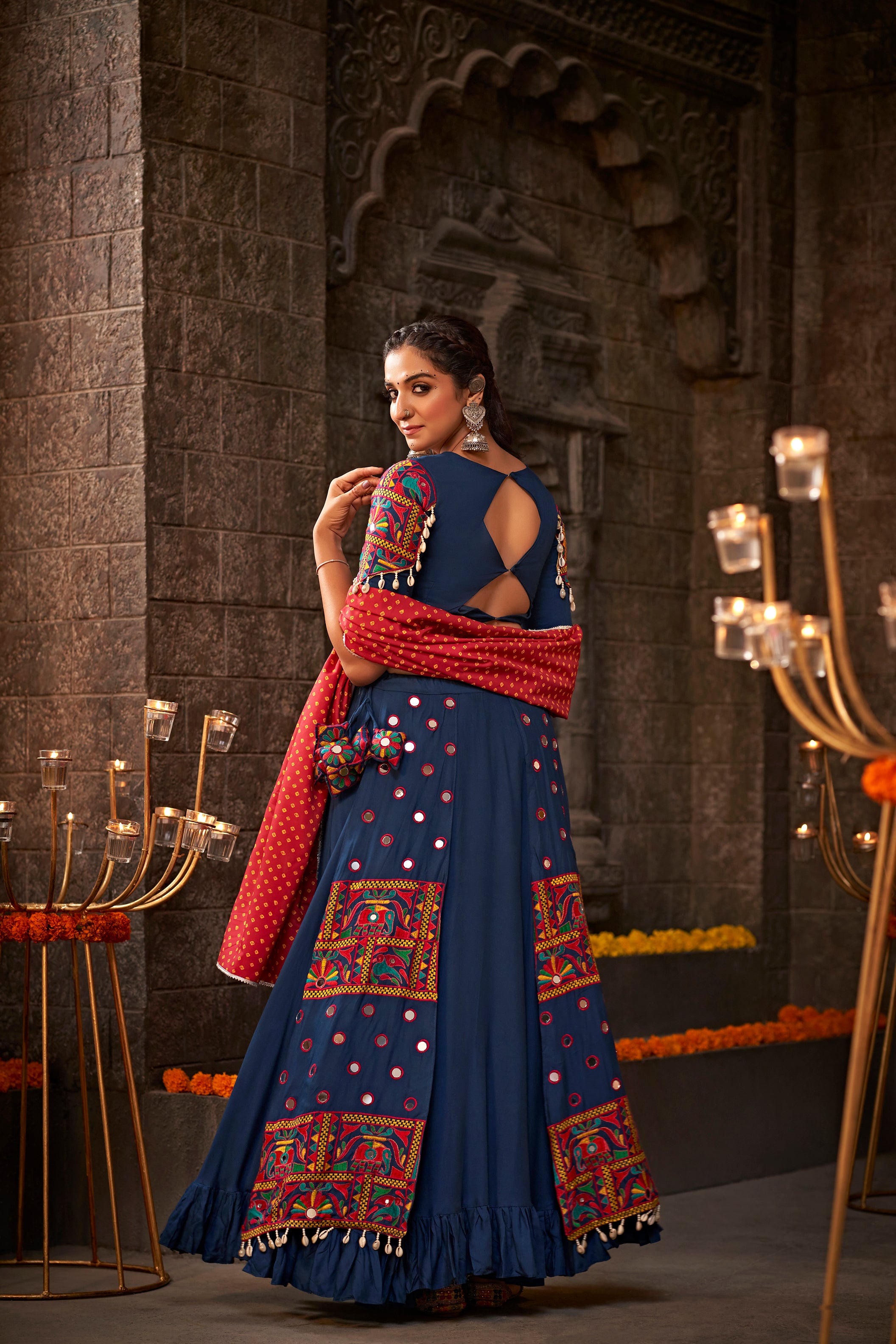 Festival wear navy blue chaniya choli