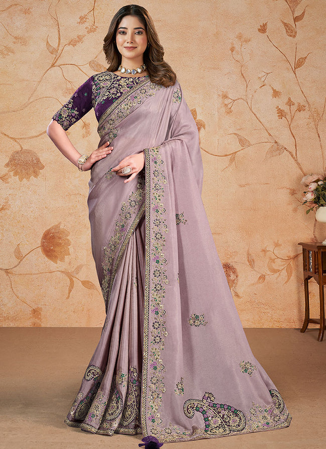 Malai Crepe Satin Silk Saree