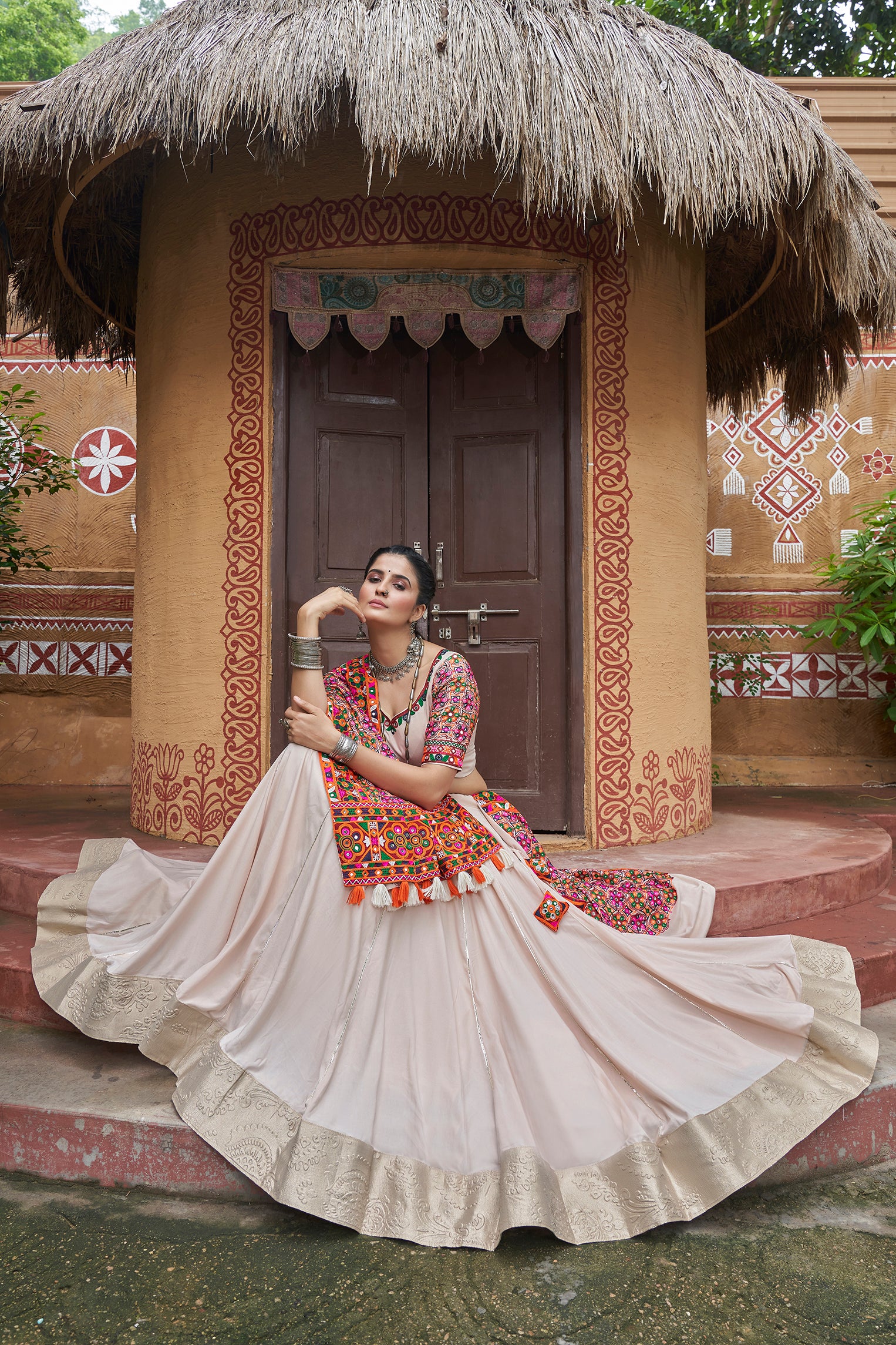 Mirror embroidered blouse for Garba night