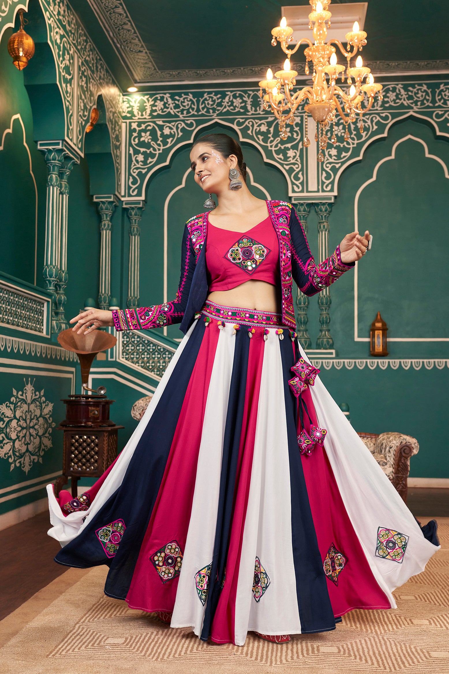 Embroidered lehenga for Garba festival
