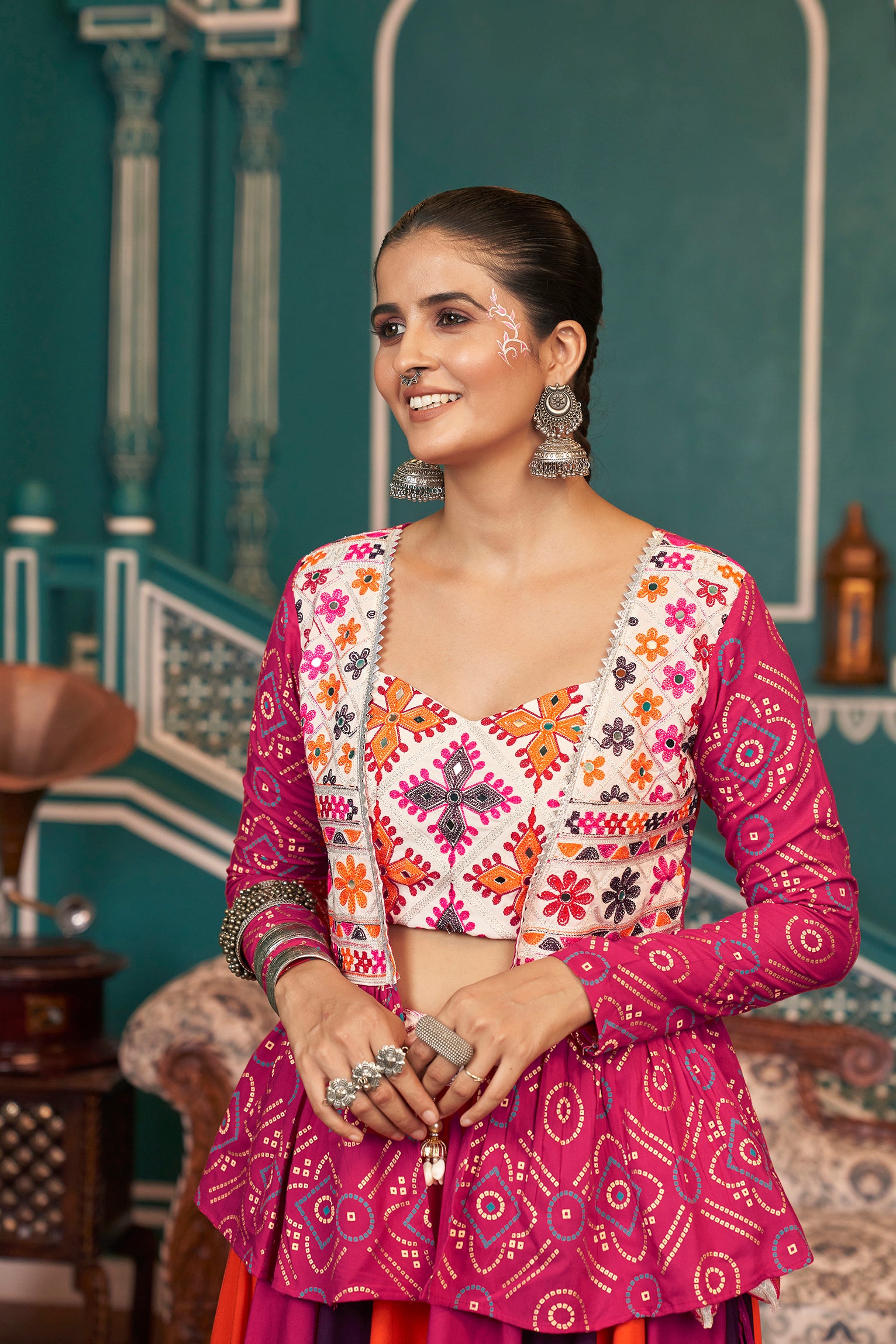 Mirror work Navratri lehenga set