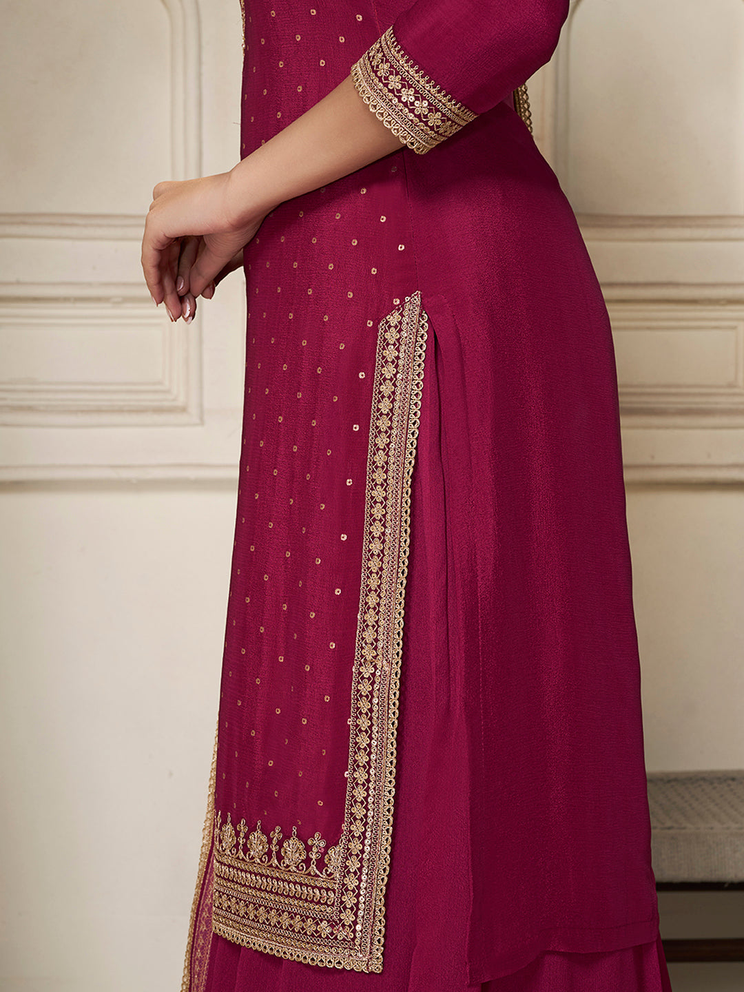 Ethnic partywear sharara set with handwork and dupatta