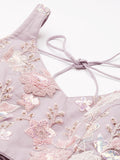 Mauve Net Floral Sequins Lehenga Choli with Heavy Zarkan Embroidery and Dupatta