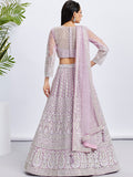 Lavender Net Sequins and Thread Embroidery Lehenga Choli & Dupatta