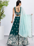 Green Georgette Sequins Thread Embroidery Lehenga Choli & Dupatta
