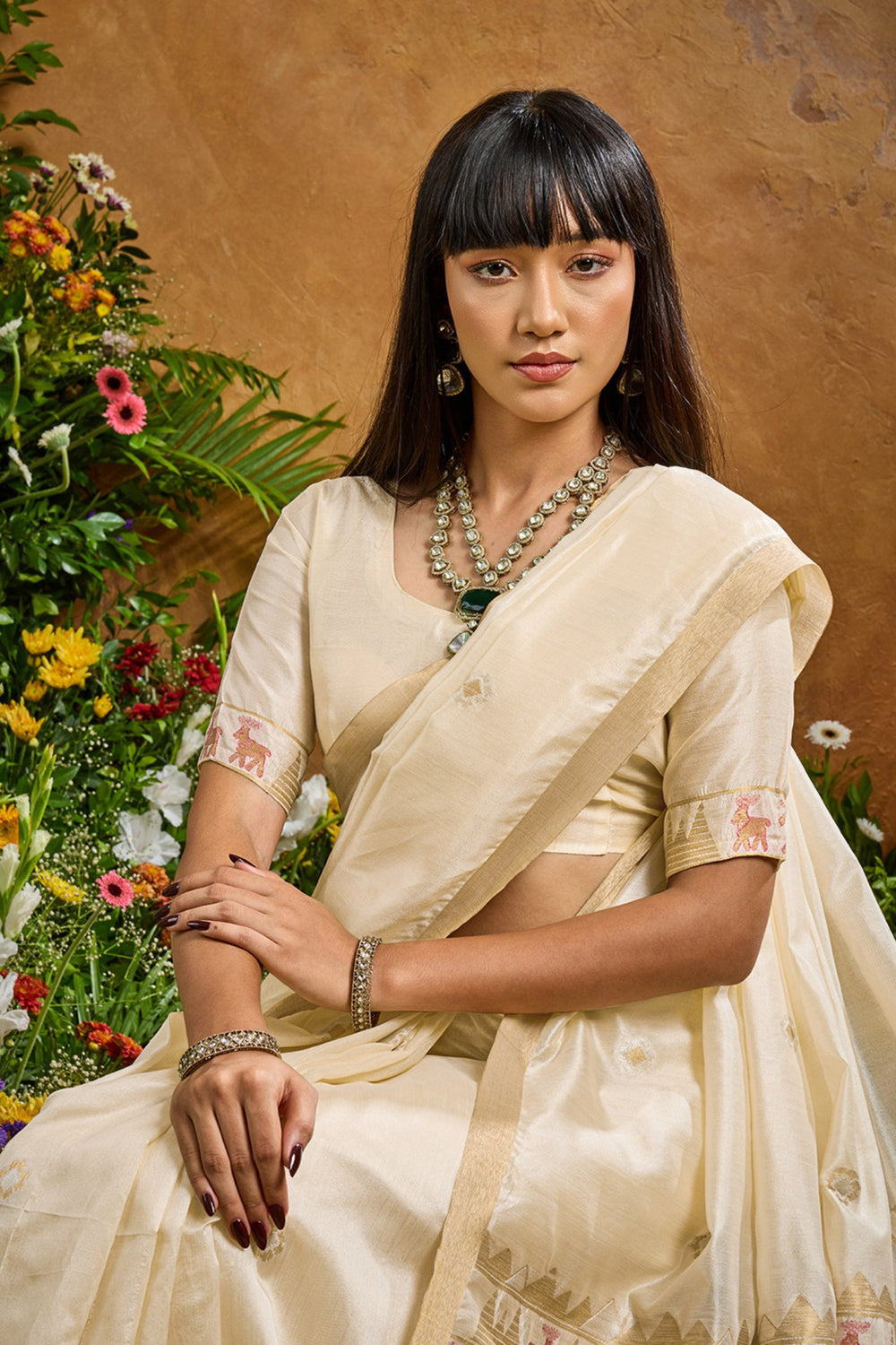 White Pure Soft Tussar Handloom Silk Saree