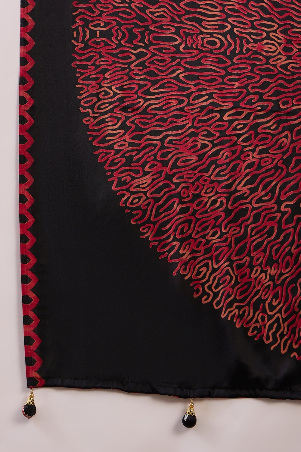 Black Pure Gaji Silk Satin Printed Saree