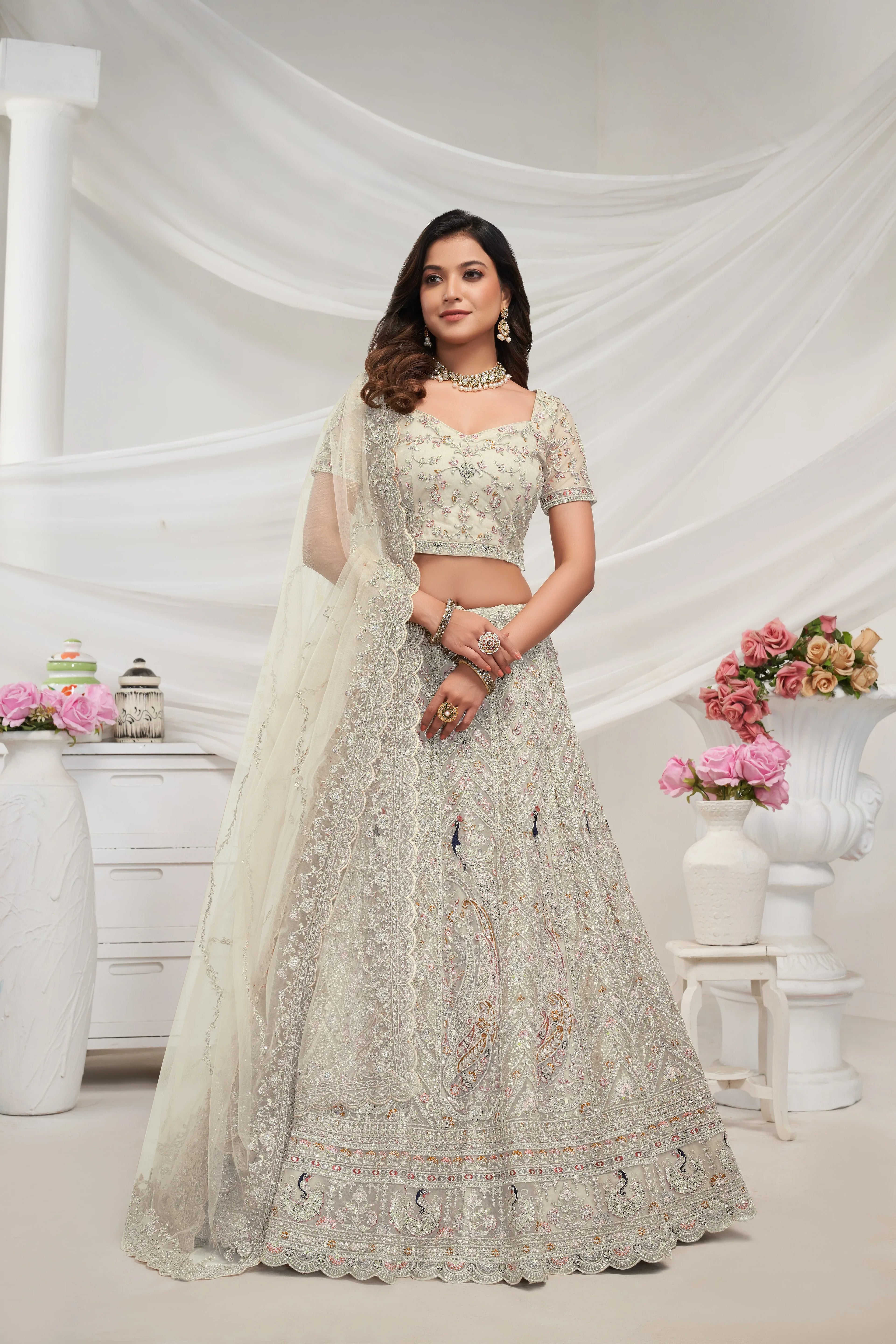 White Lehenga